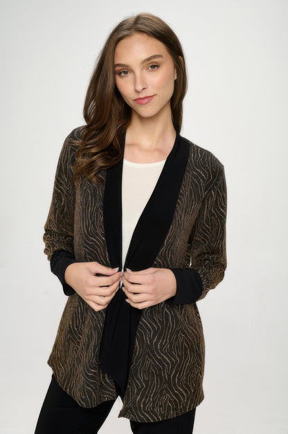 Glitter Nylon Long Sleeve Contrast Jacket