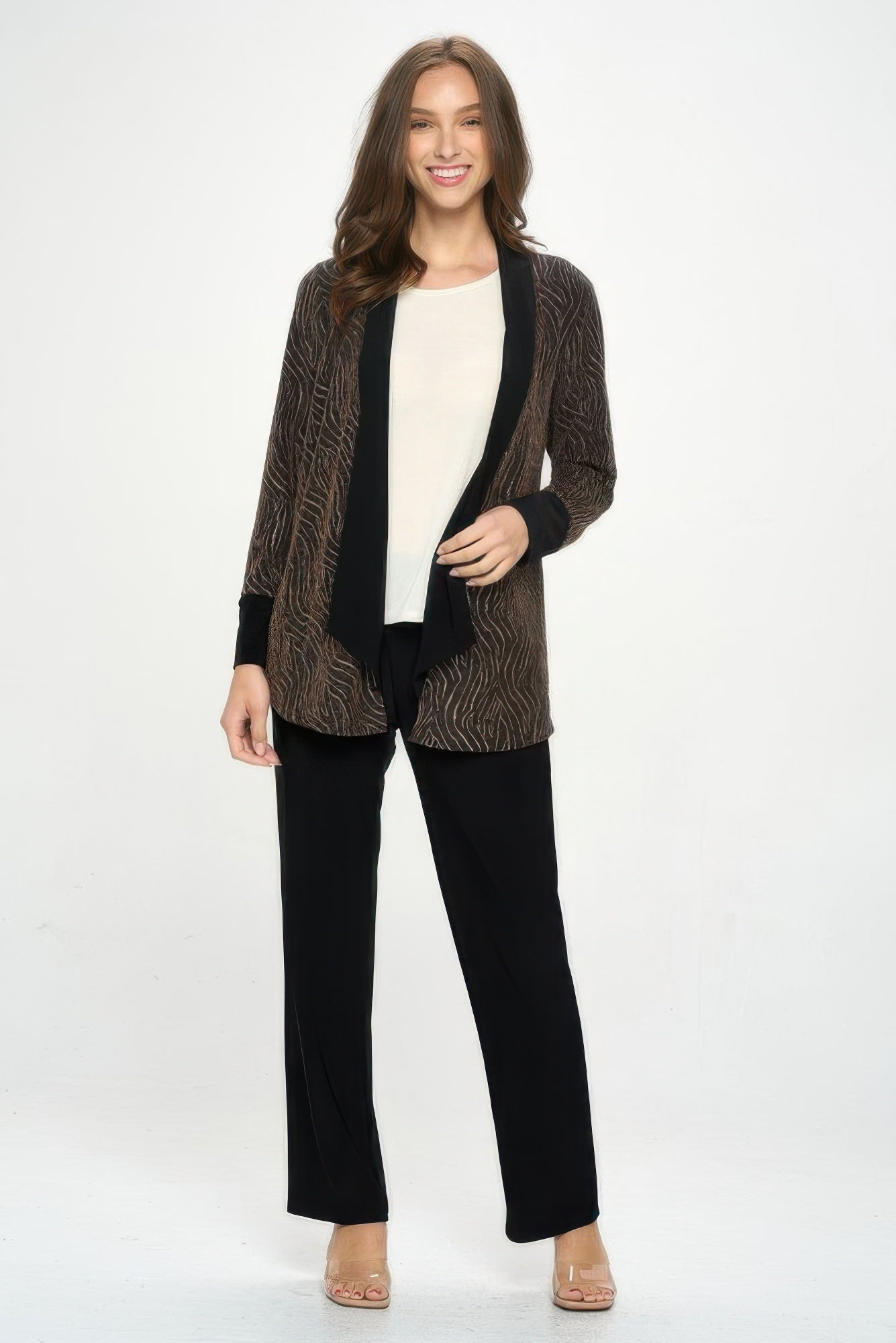 Glitter Nylon Long Sleeve Contrast Jacket