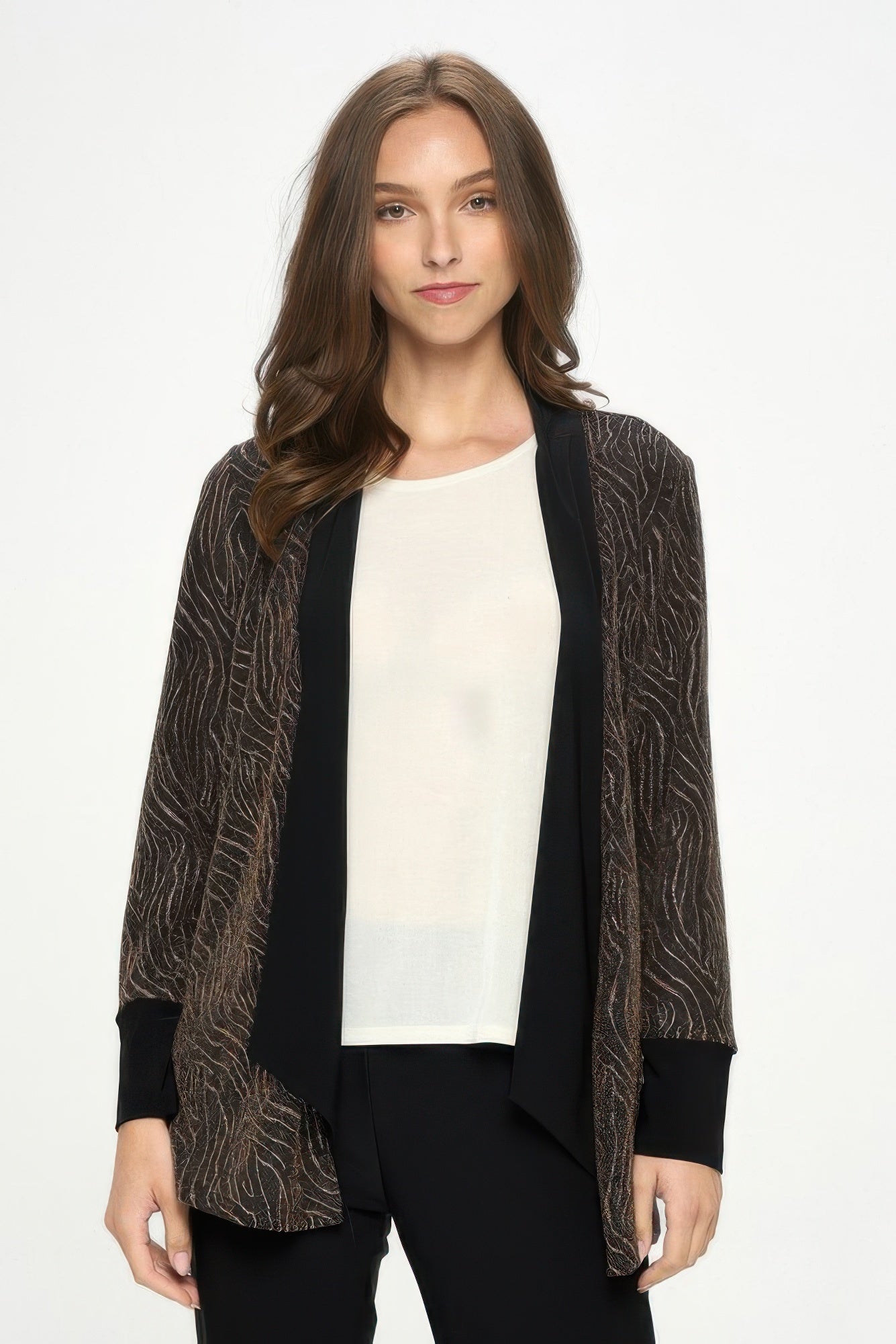 Glitter Nylon Long Sleeve Contrast Jacket