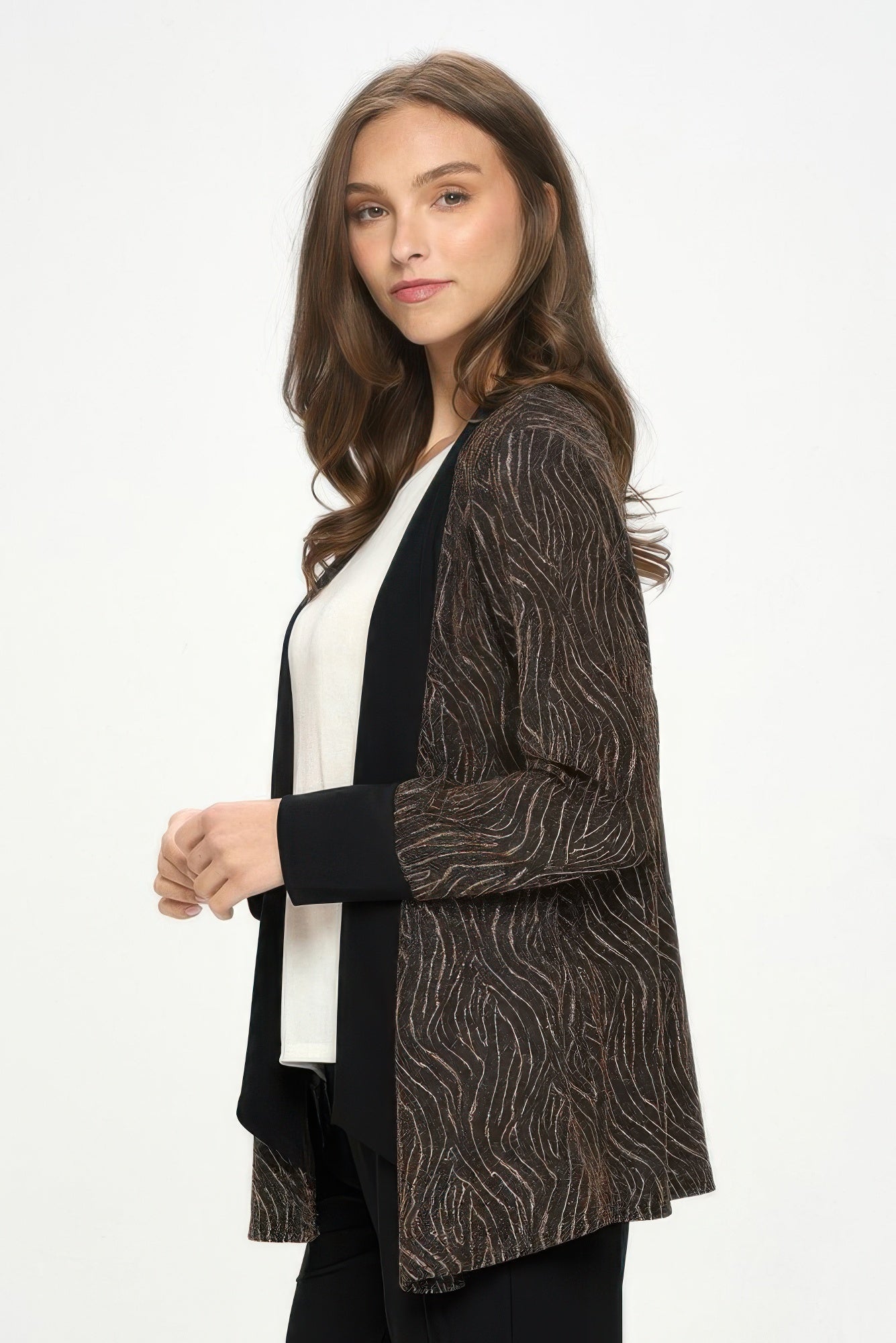 Glitter Nylon Long Sleeve Contrast Jacket