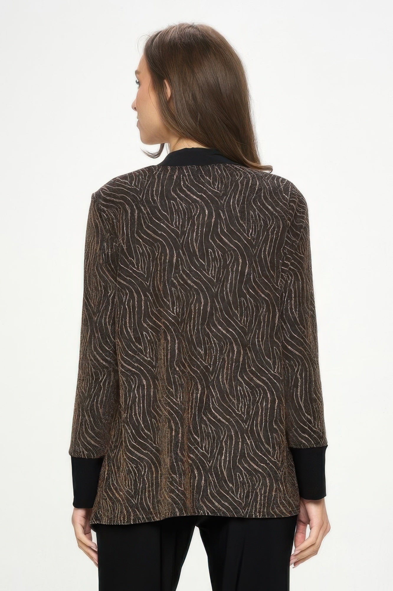 Glitter Nylon Long Sleeve Contrast Jacket