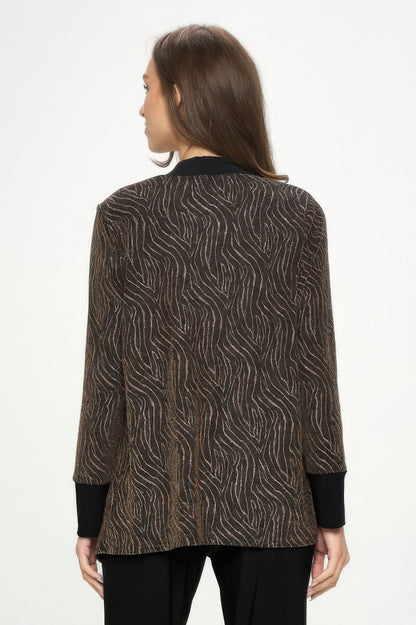 Glitter Nylon Long Sleeve Contrast Jacket