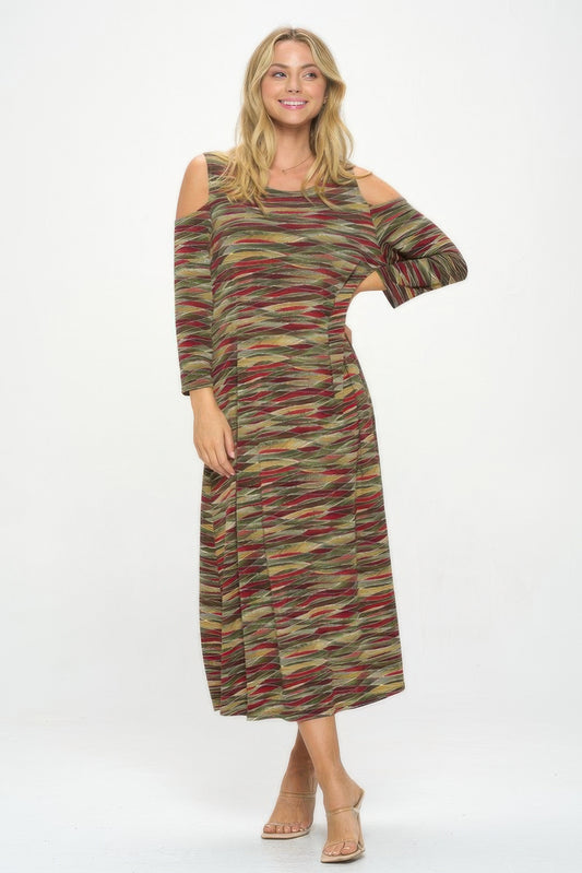 Hit Open Shoulder Long Dress