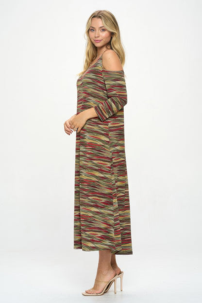 Hit Open Shoulder Long Dress