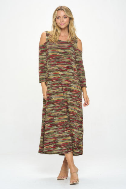Hit Open Shoulder Long Dress
