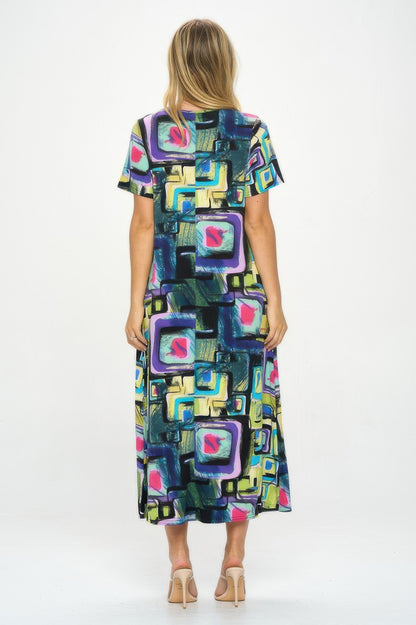 Hit V-neck Long Dress W/pocket