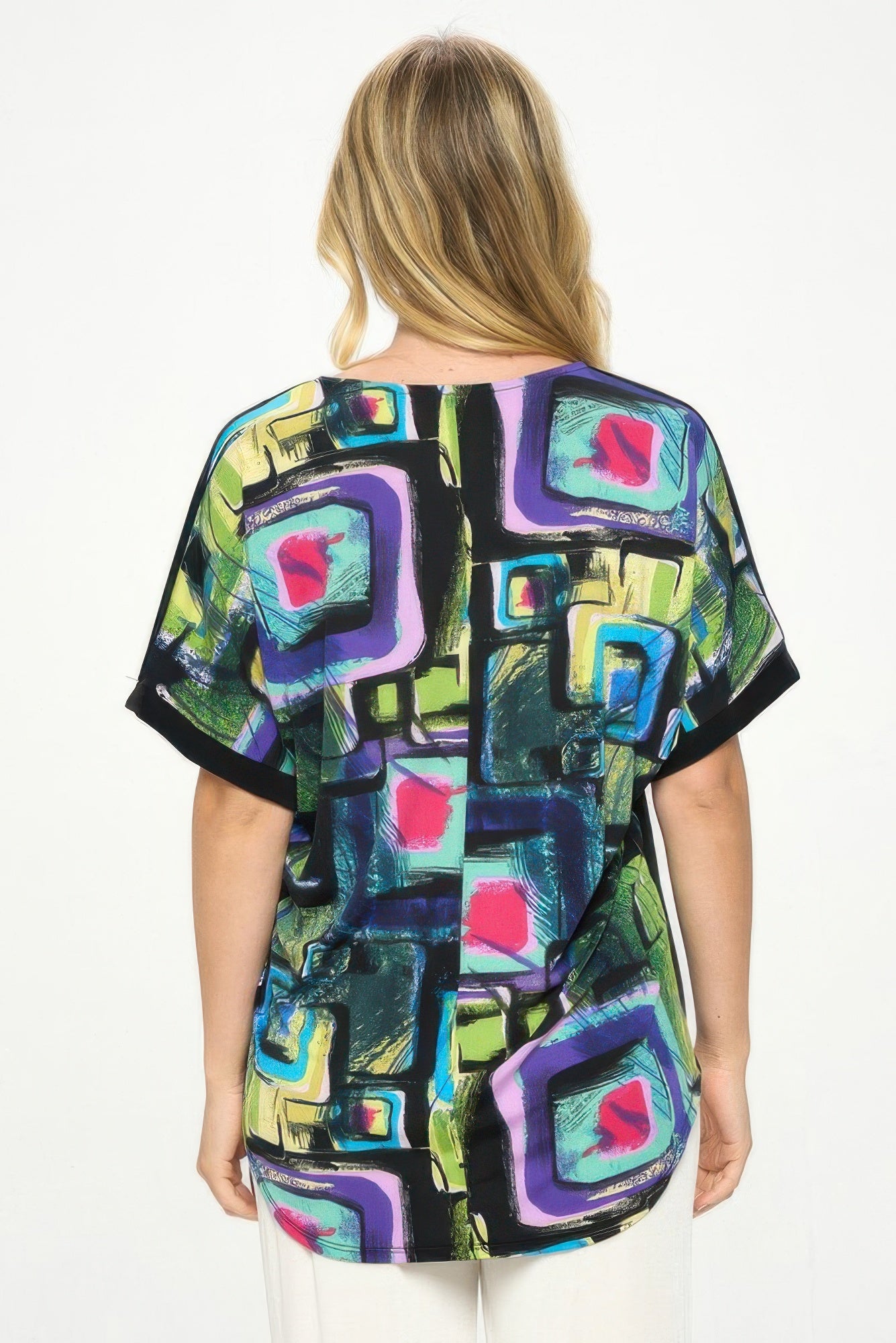 Hit Inbinding Neck Contrast Dolman Sleeve Top