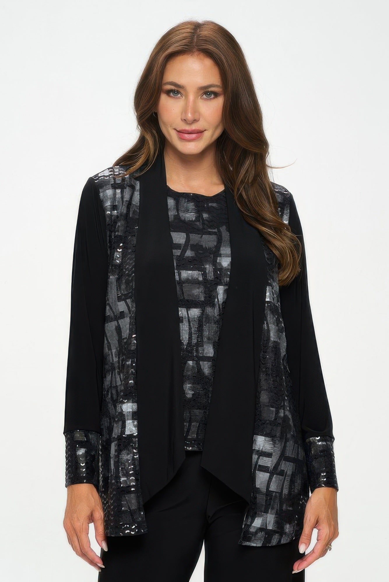 Nylon Foil Sequin Contrast Jacket