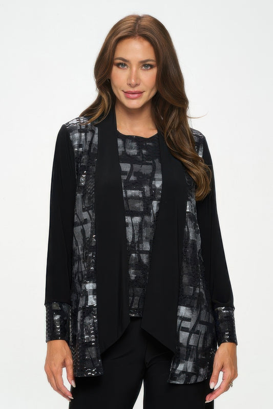 Nylon Foil Sequin Contrast Jacket