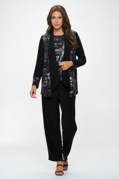 Nylon Foil Sequin Contrast Jacket