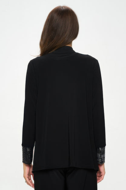 Nylon Foil Sequin Contrast Jacket