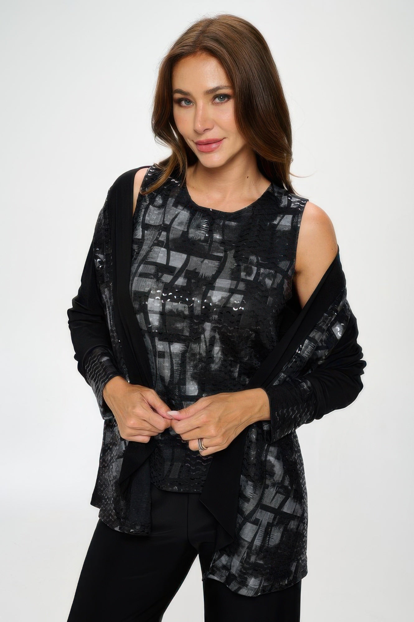 Nylon Foil Sequin Contrast Jacket