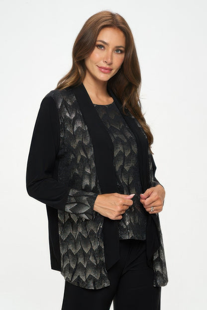 Nylon Foil Sequin Contrast Jacket
