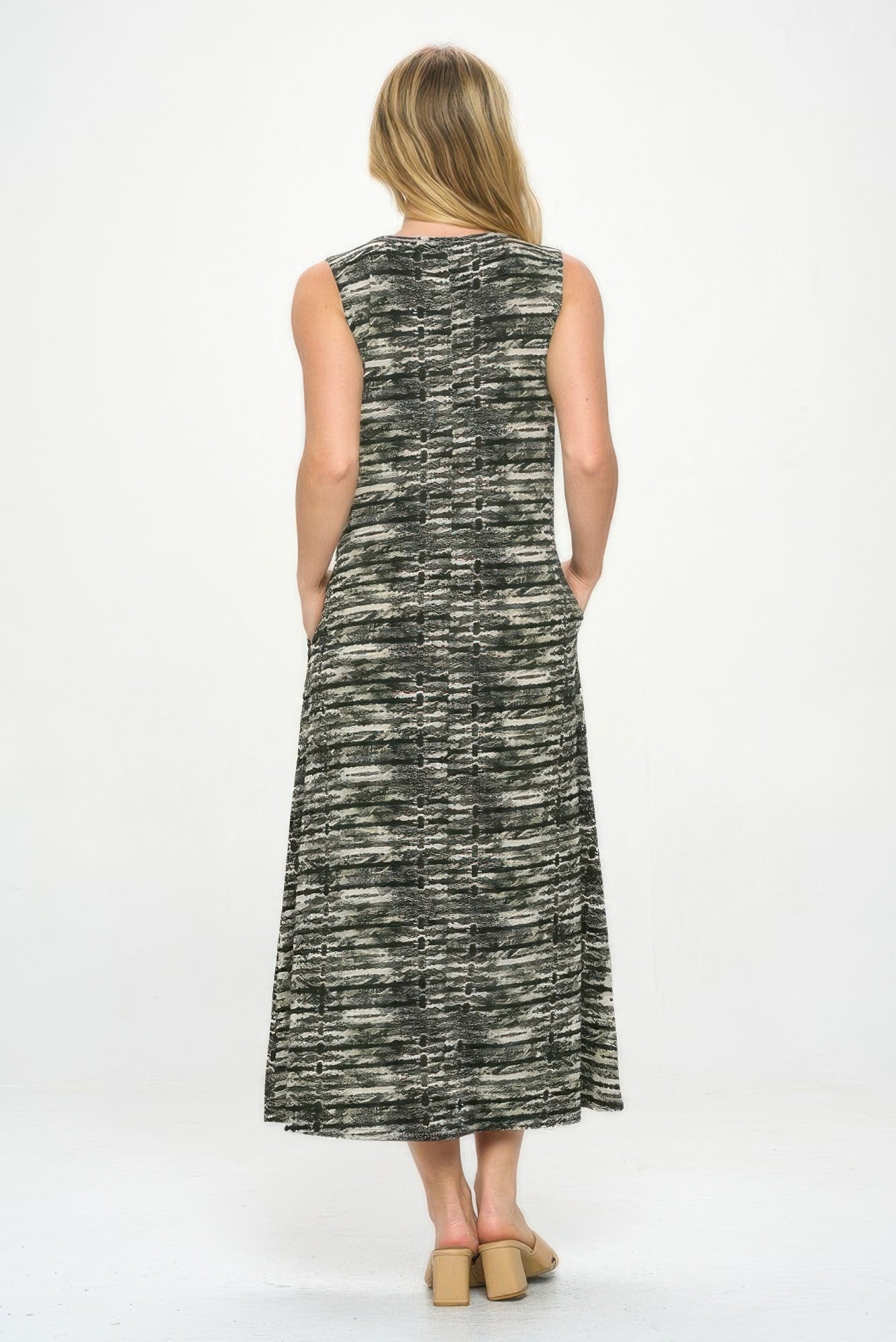 Hit V-neck Bias Long Dress W/pocket