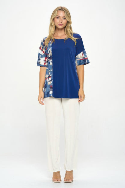 Hit Round Neck Short Sleeve Top