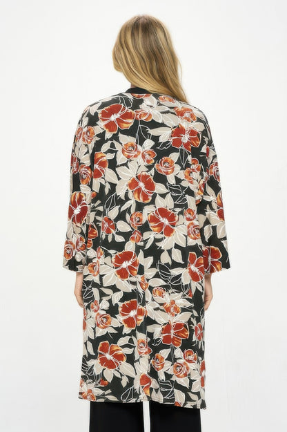 Hit Kimono Long Jacket W/pocket