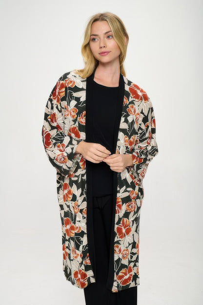 Hit Kimono Long Jacket W/pocket