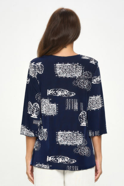 Print Quarter Sleeve Top