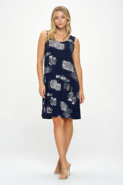 Sleeveless Tank Dress with Round Neckline
