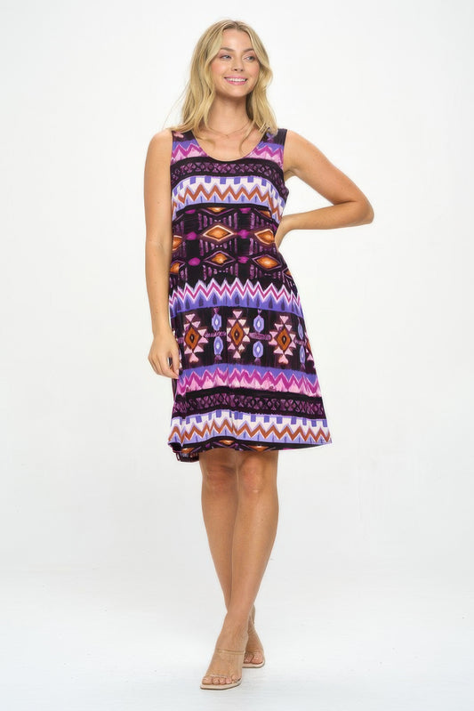 Sleeveless Tank Dress with Round