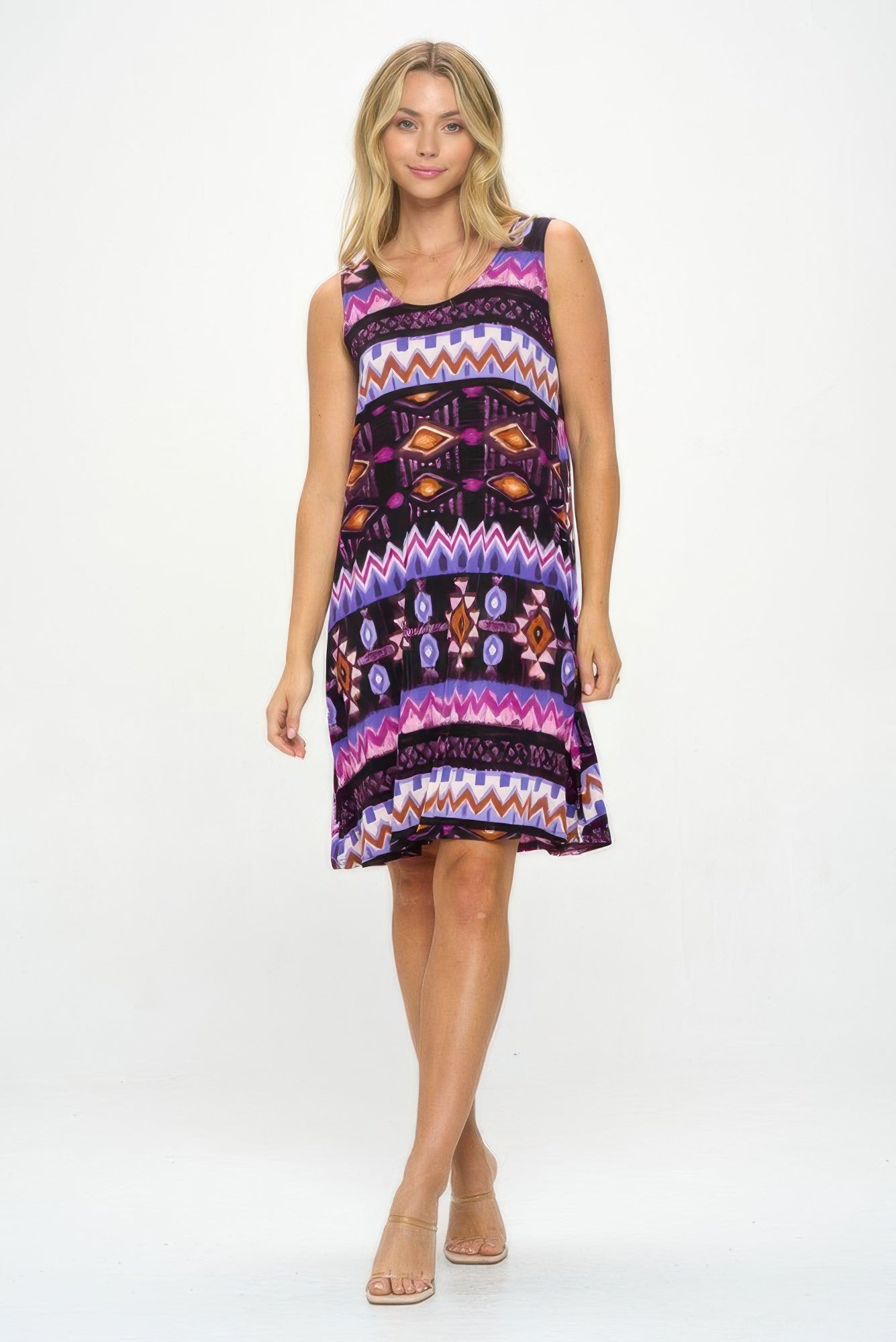 Sleeveless Tank Dress with Round