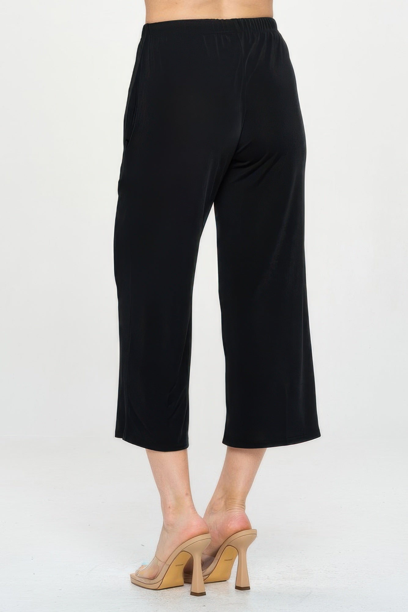 Elastic Waistband Ankle Pants with Pockets