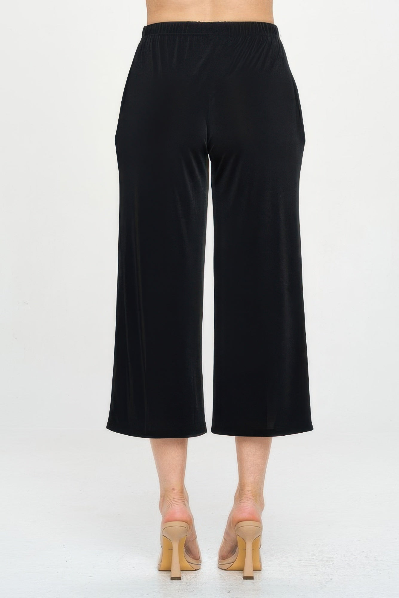 Elastic Waistband Ankle Pants with Pockets