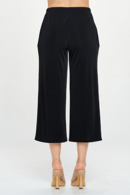 Elastic Waistband Ankle Pants with Pockets