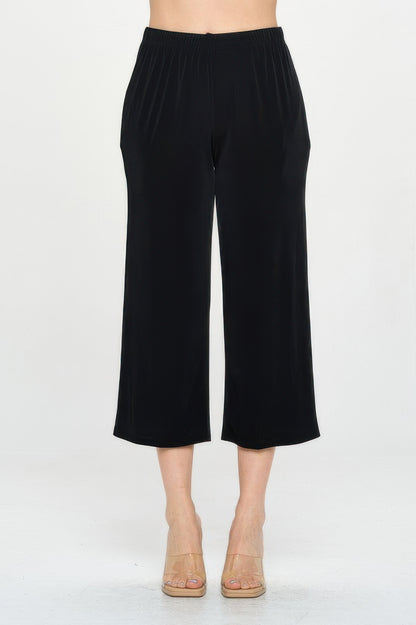 Elastic Waistband Ankle Pants with Pockets