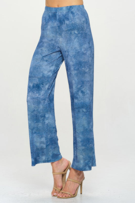 Elastic Waistband Flared Pants