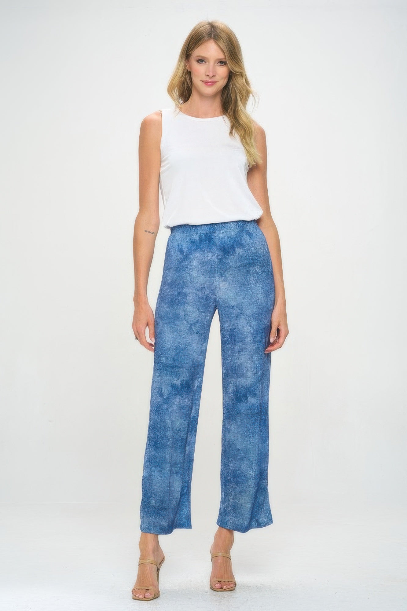 Elastic Waistband Flared Pants