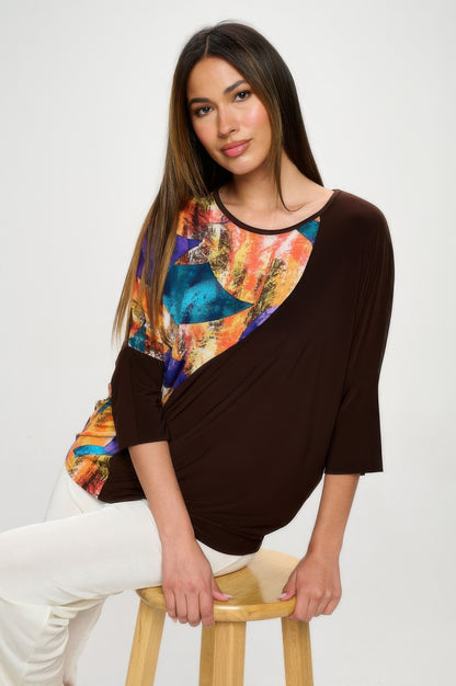 Contrast Print Top
