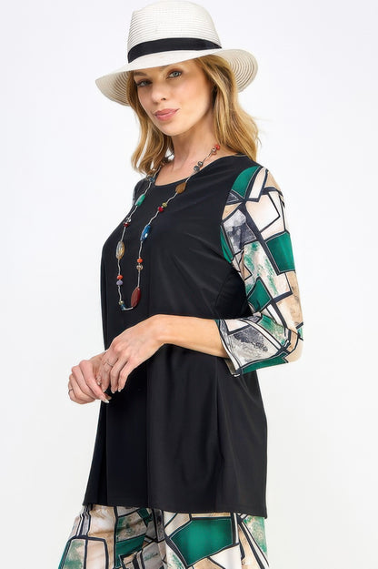 Colorblock Round Neck Top