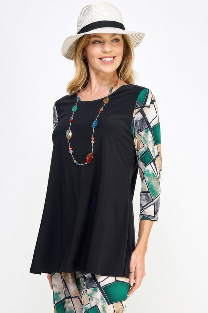 Colorblock Round Neck Top