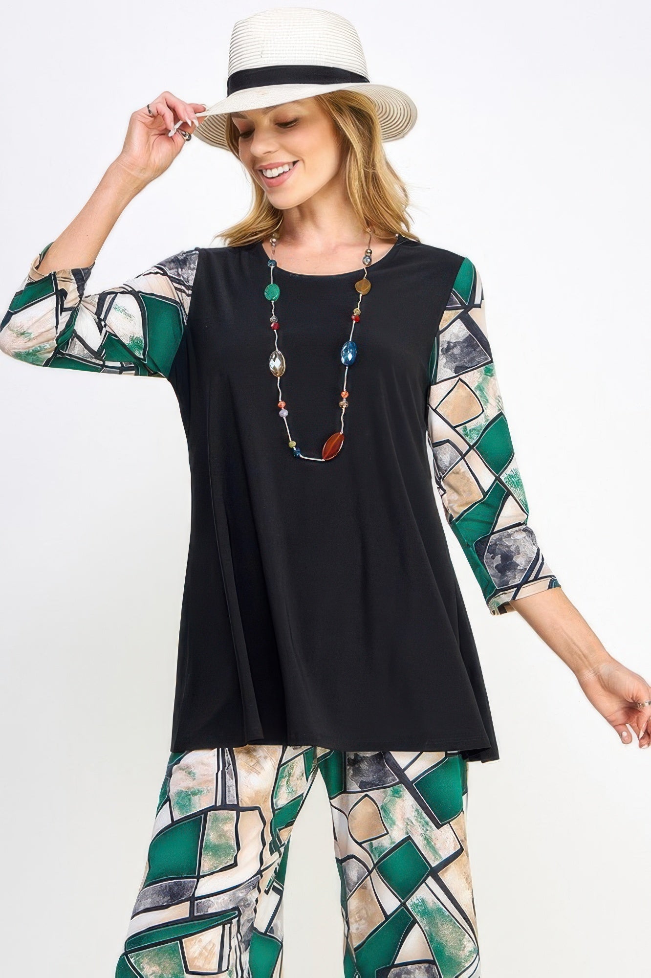 Colorblock Round Neck Top