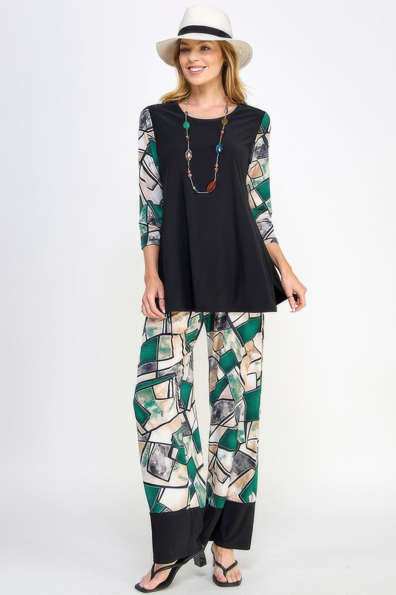 Colorblock Round Neck Top