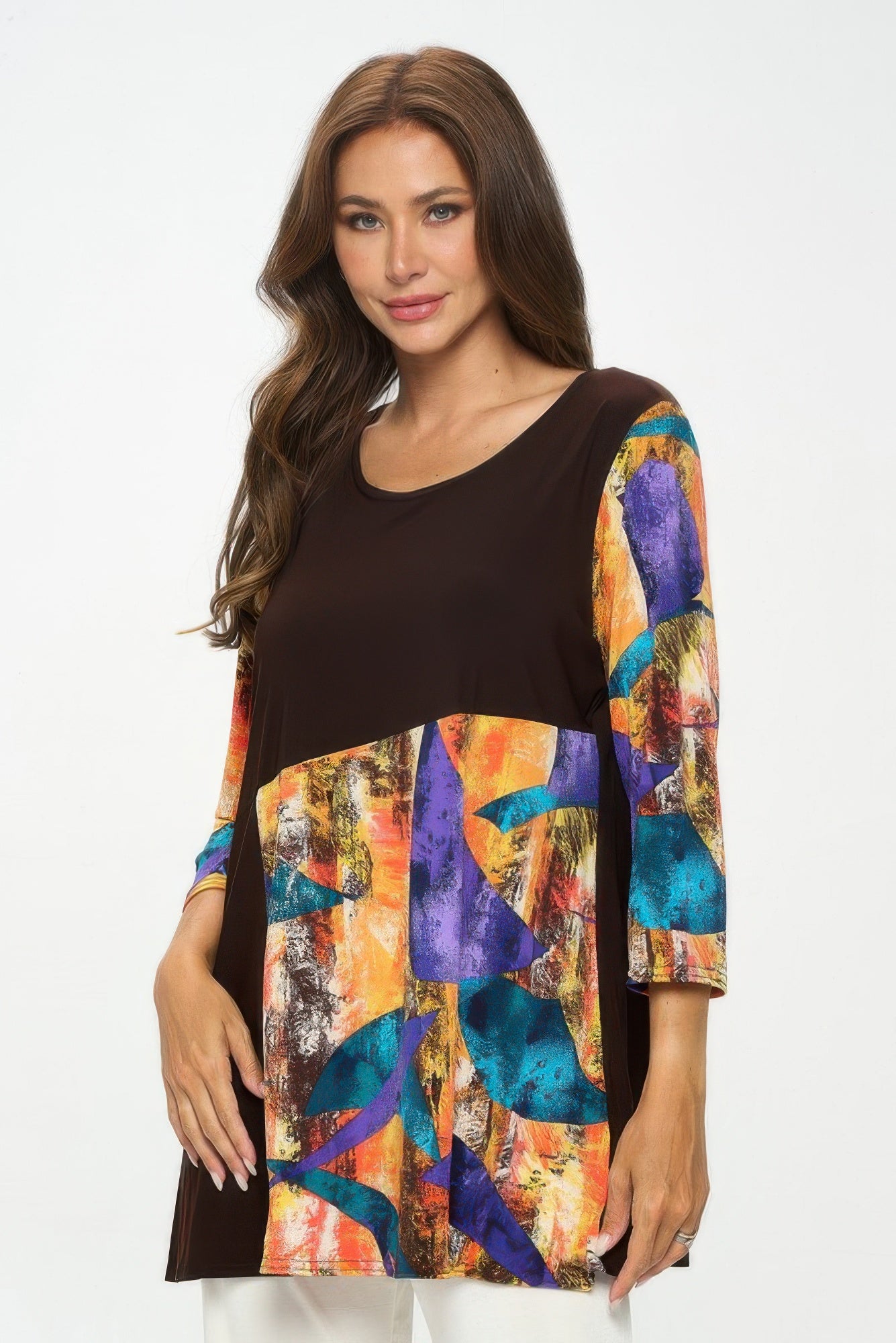 Contrast Curve Knit Top