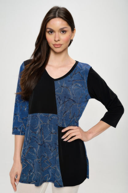 HIT Contrast V-Neck Tunic Top
