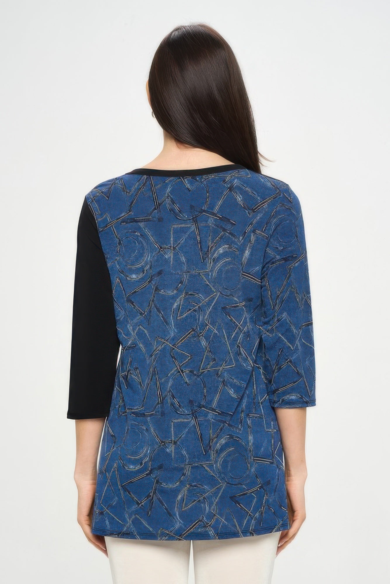 HIT Contrast V-Neck Tunic Top