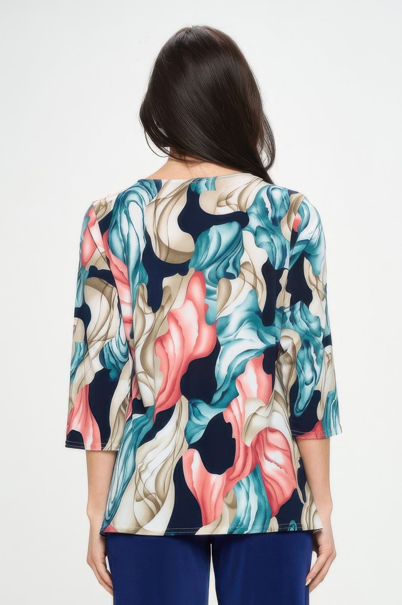 Hit Round Neck 3/4 Sleeve Slit Top