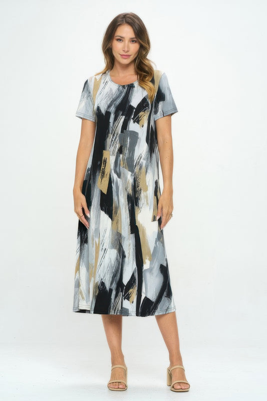 Plus Size Short Sleeve Bns Long Dress