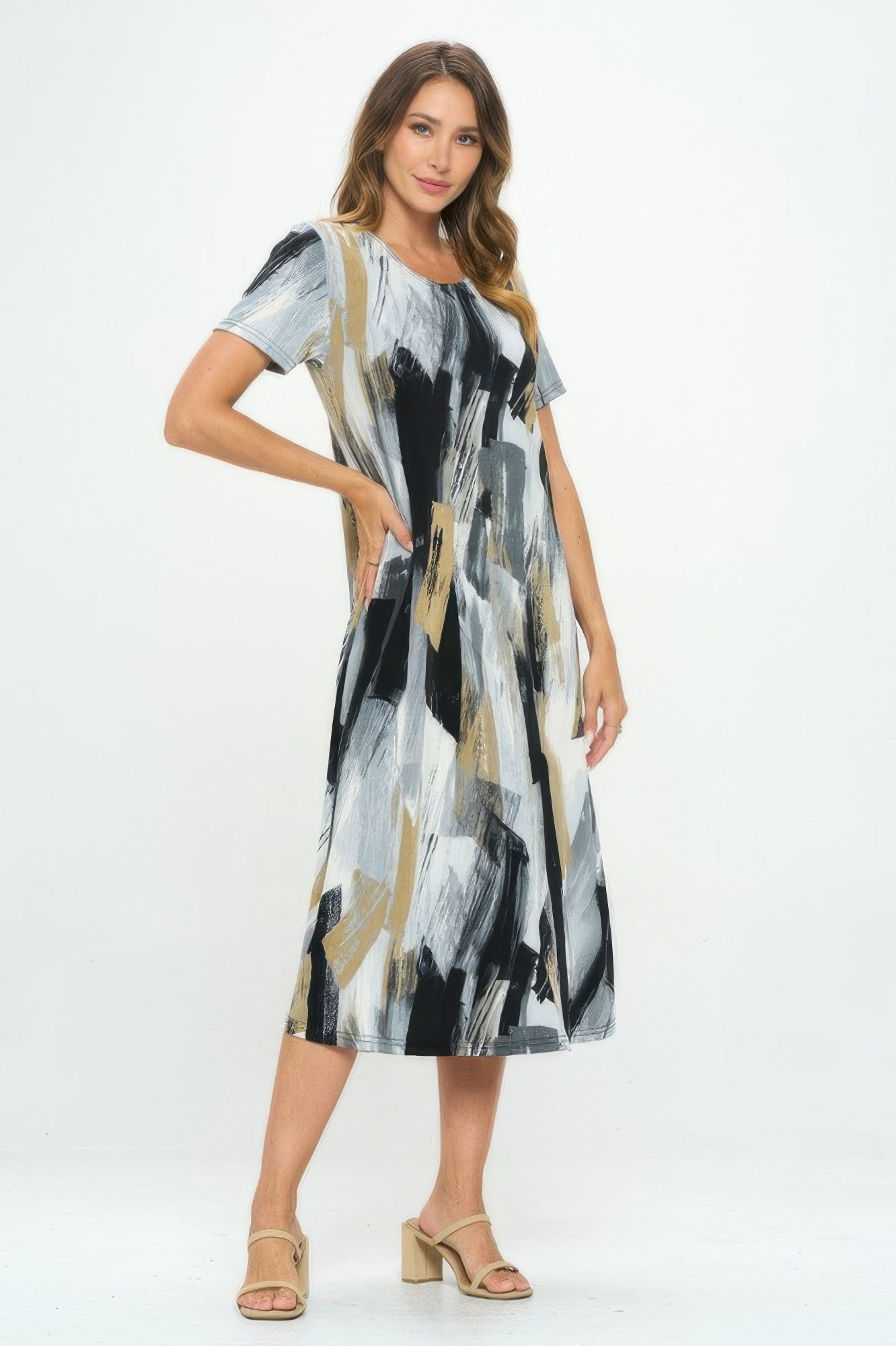 Plus Size Short Sleeve Bns Long Dress