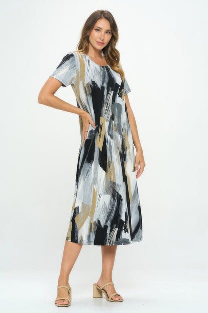 Plus Size Short Sleeve Bns Long Dress
