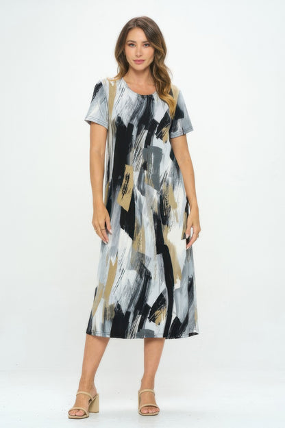 Plus Size Short Sleeve Bns Long Dress
