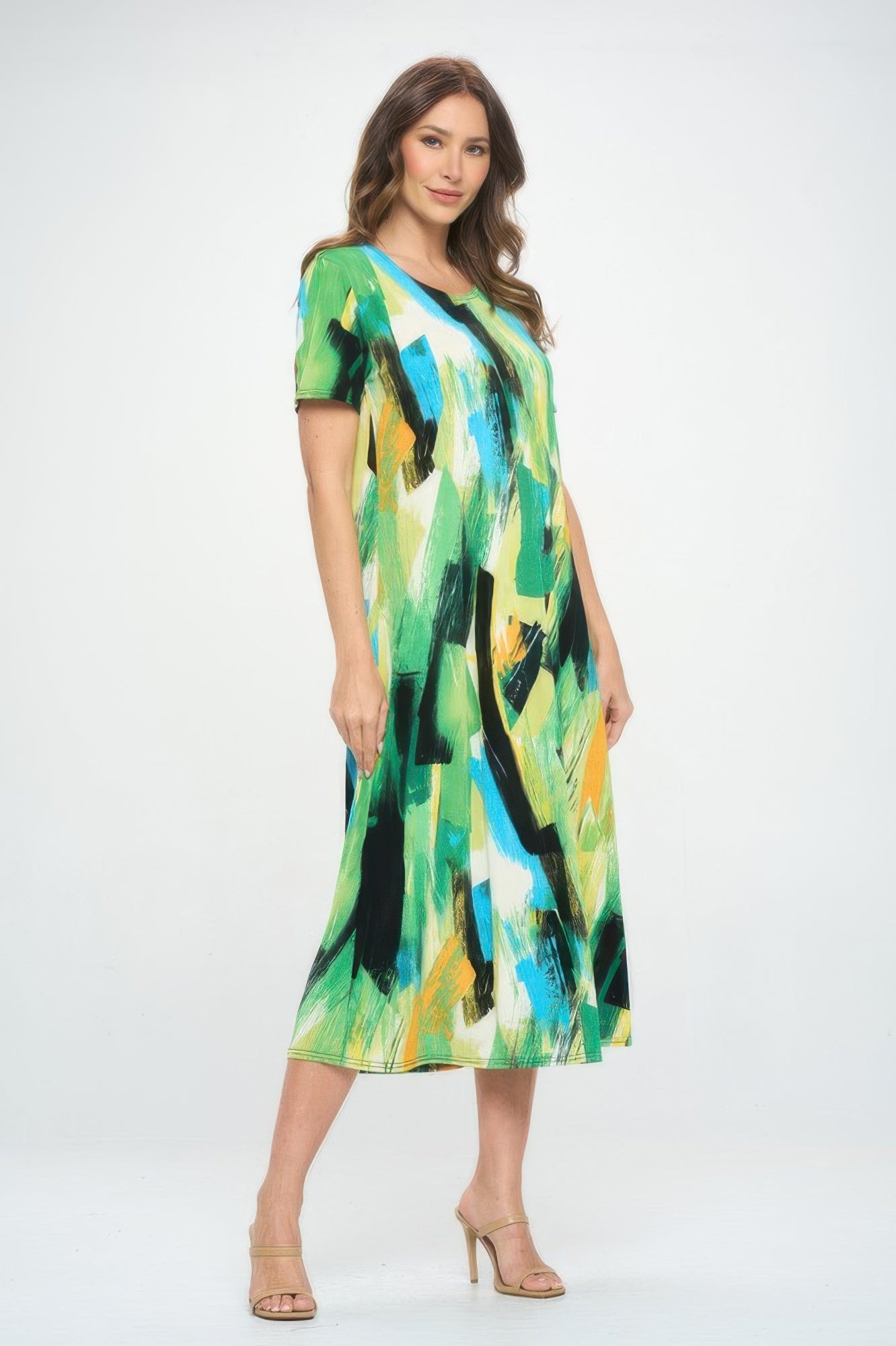Plus Size Short Sleeve Bns Long Dress