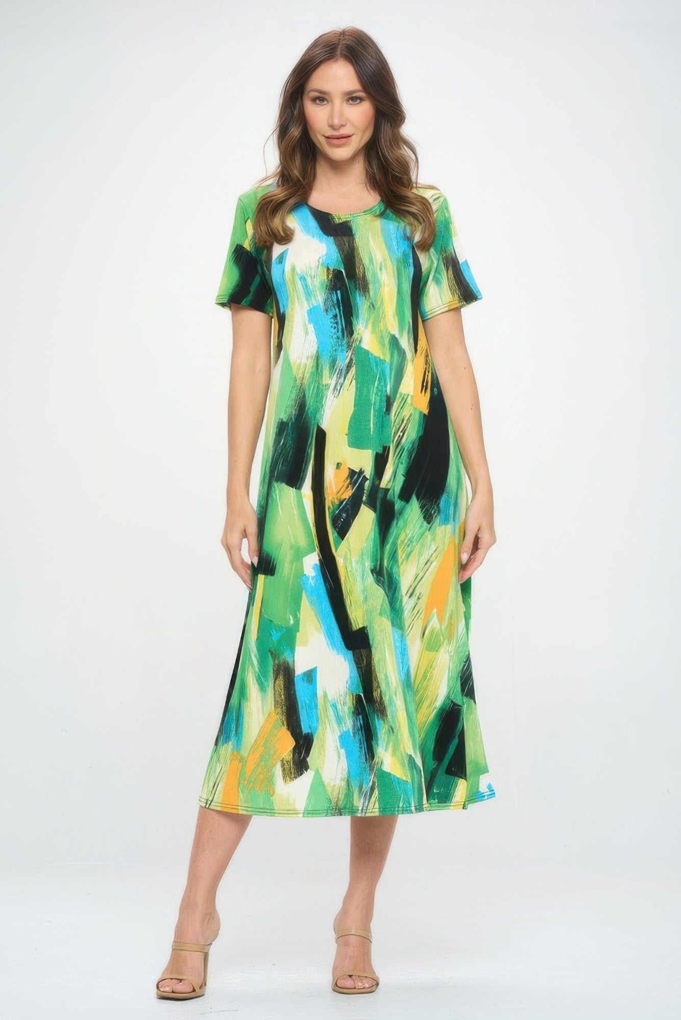 Plus Size Short Sleeve Bns Long Dress