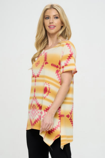 Short Sleeve Handkerchief Hem Top