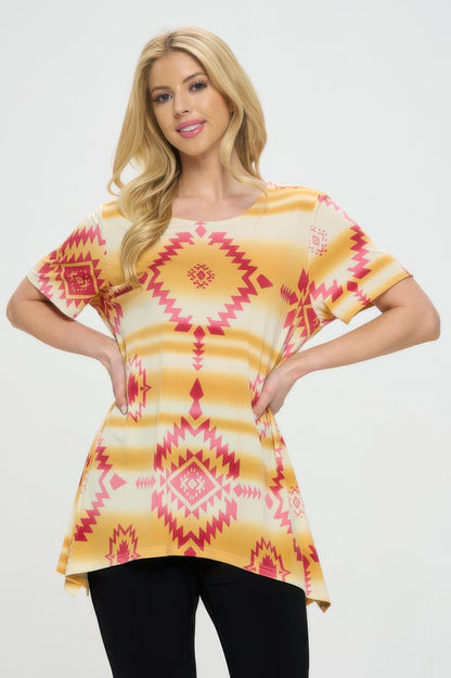 Short Sleeve Handkerchief Hem Top
