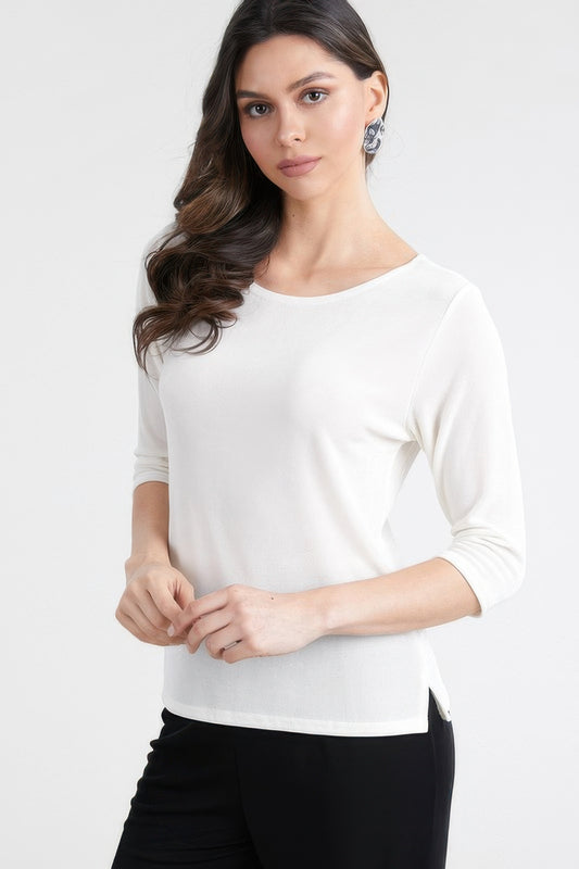 Quarter Sleeve Solid Acetate Top