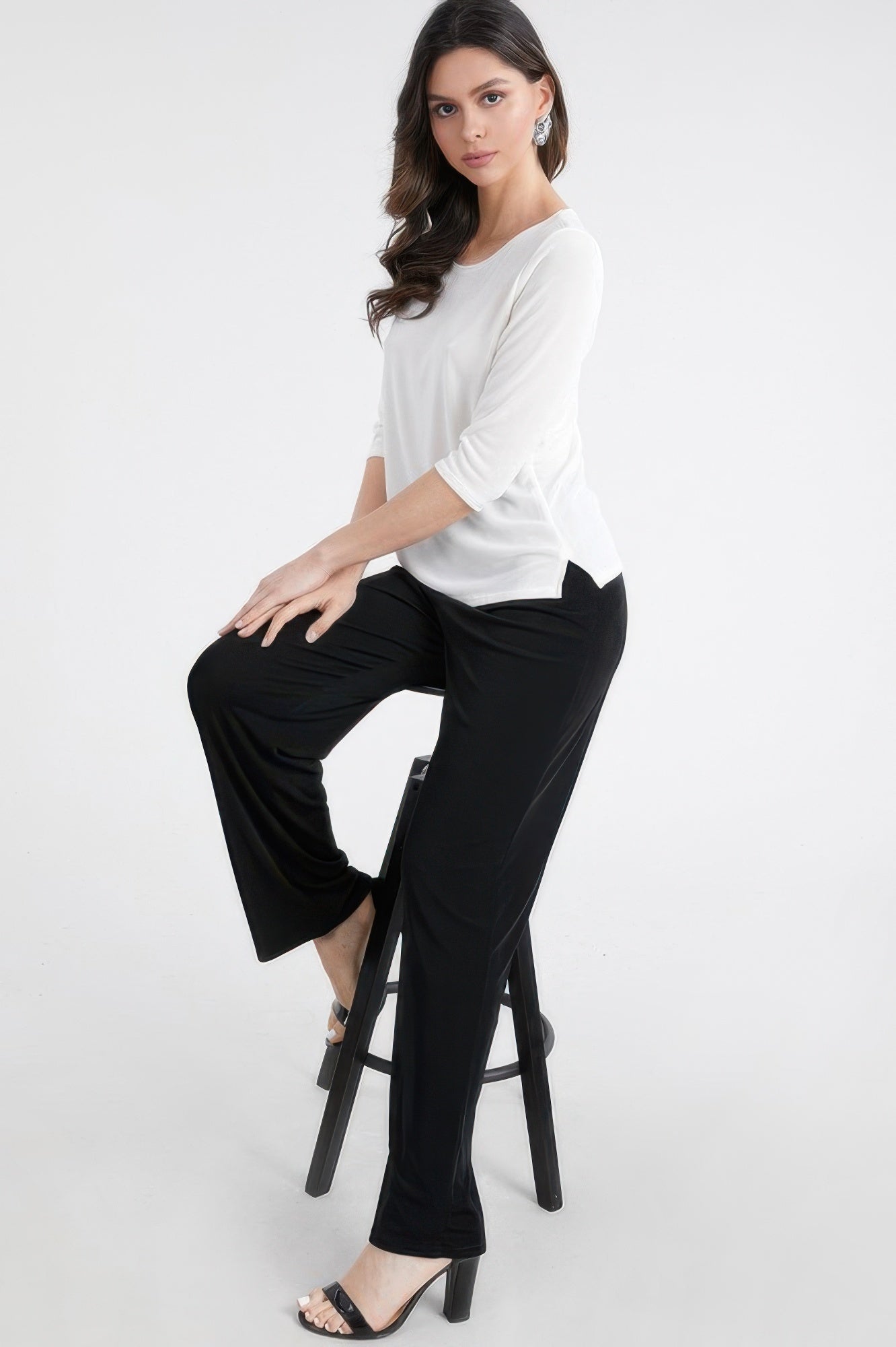 Quarter Sleeve Solid Acetate Top